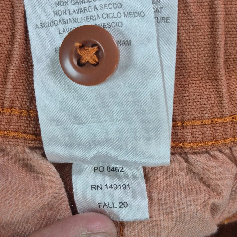 Topo Designs Dirt Pants Mens Medium Burnt Orange Drawstring Hiking Canvas
